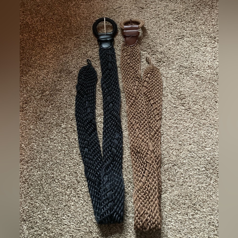 Vintage Woven Belts Bundle Lot Brown Black